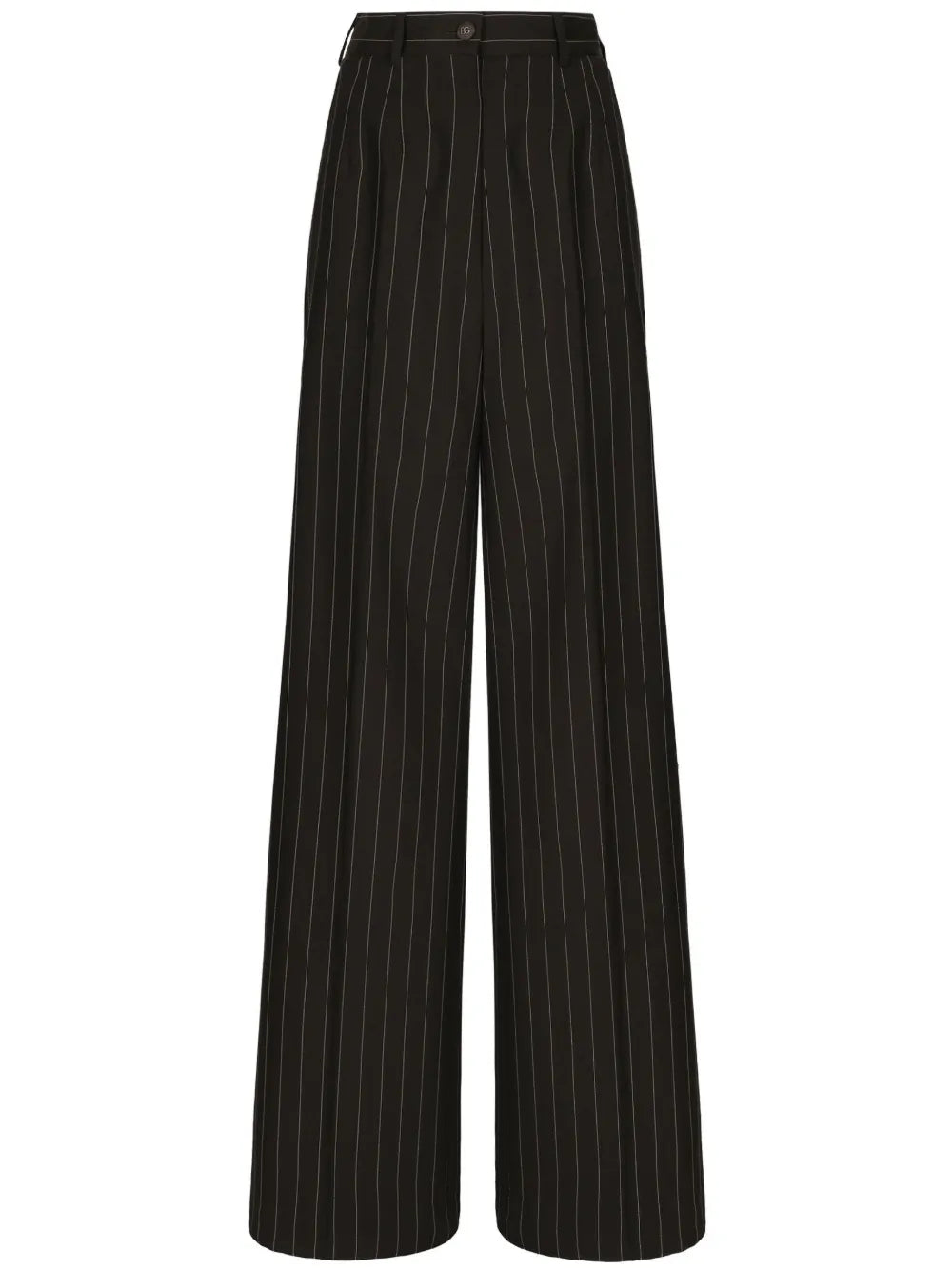 Pinstripe-Print Wide-Leg Trousers
