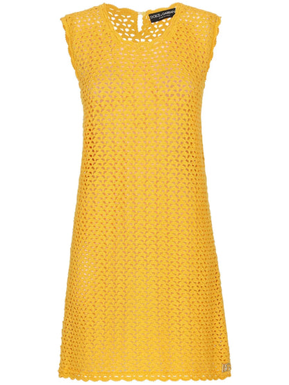 Sleeveless Crochet-Knit Mini Dress