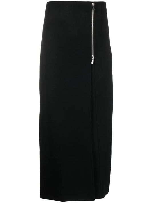 Side-Zip Wool Maxi Skirt