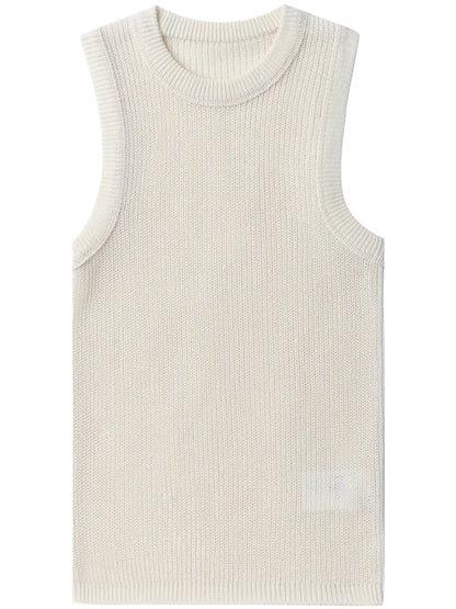 Crew-Neck Sleeveless Knitted Top