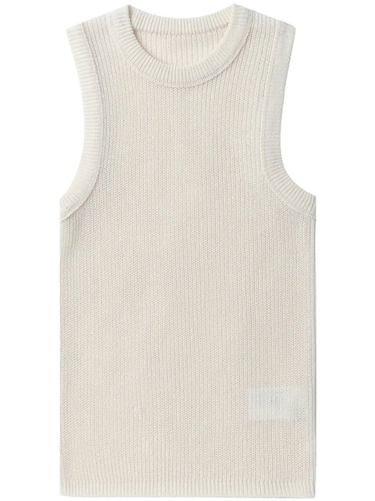 Crew-Neck Sleeveless Knitted Top
