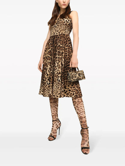 Leopard-Print Midi Dress