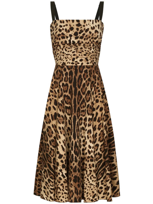 Leopard-Print Midi Dress