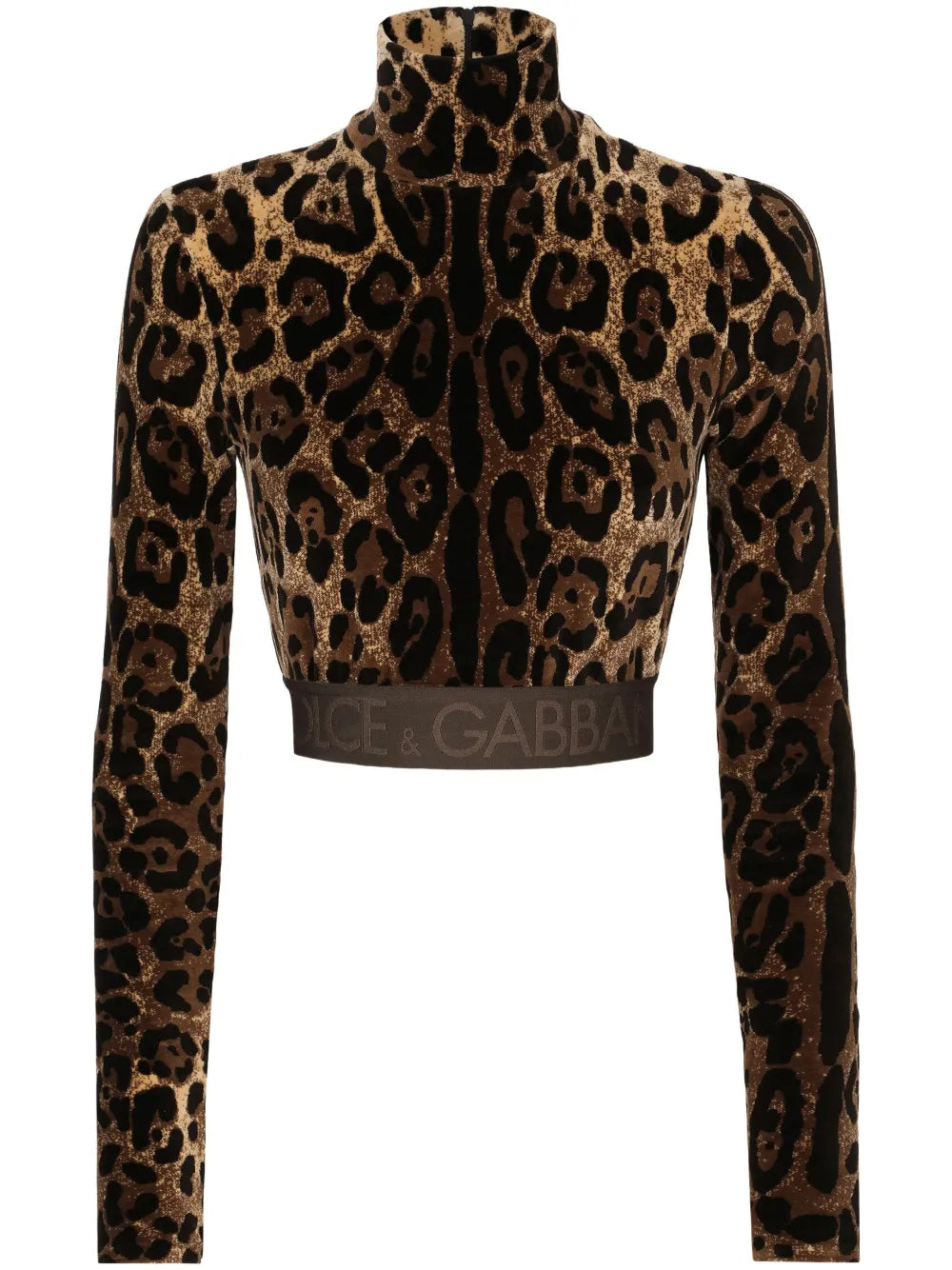 Leopard-Print High-Neck Blouse