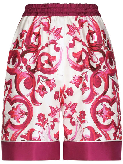 Majolica-Print Silk Short