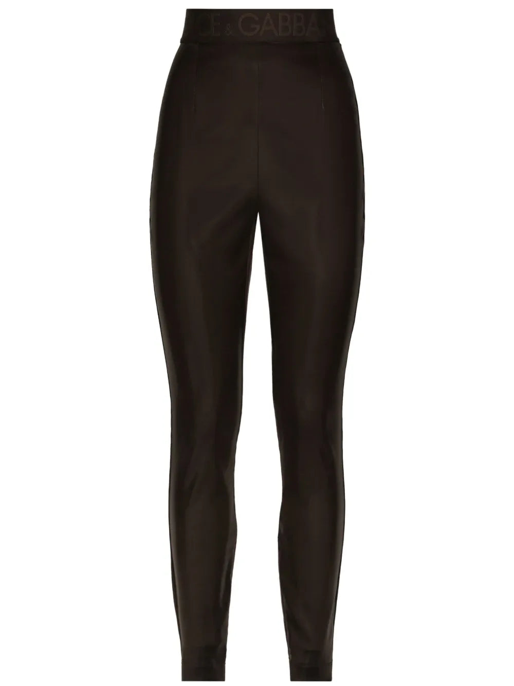 Logo-Waistband Satin Leggings