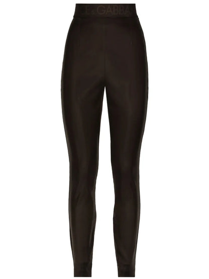 Logo-Waistband Satin Leggings