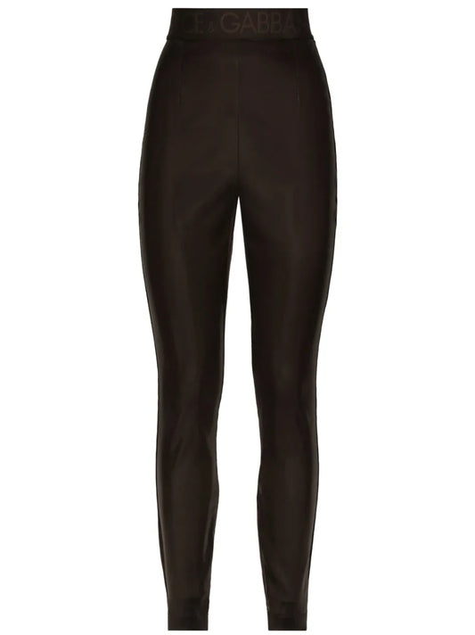 Logo-Waistband Satin Leggings