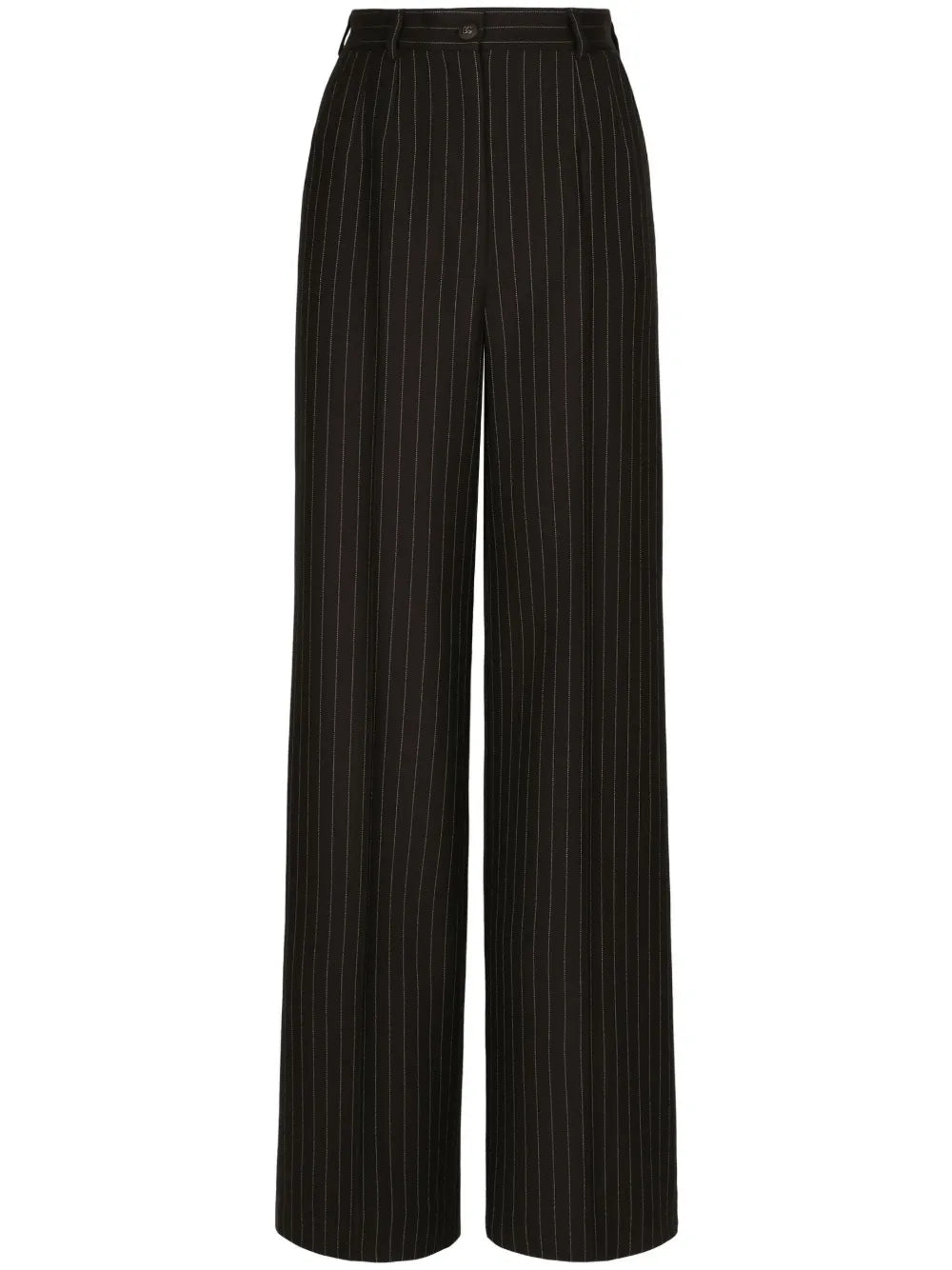 Pinstripe-Print High-Waist Wide-Leg Trousers