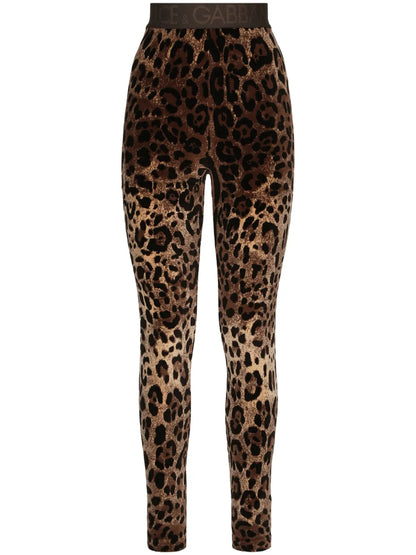 Leopard-Print Jacquard Leggings