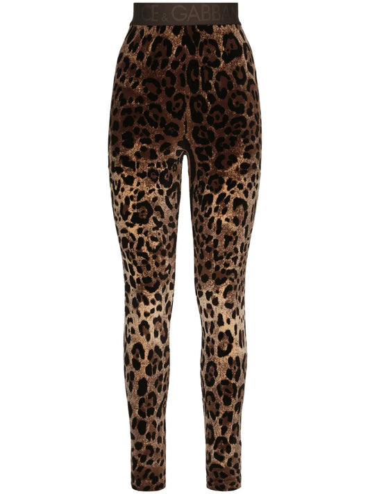 Leopard-Print Jacquard Leggings