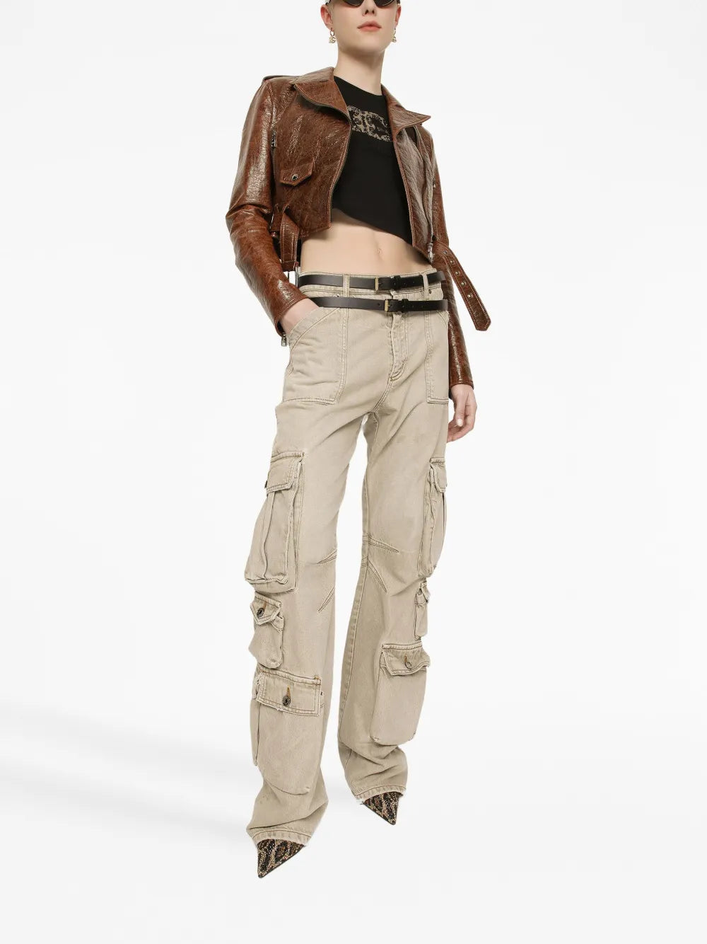 Logo-Plaque Mid-Rise Cargo Jeans