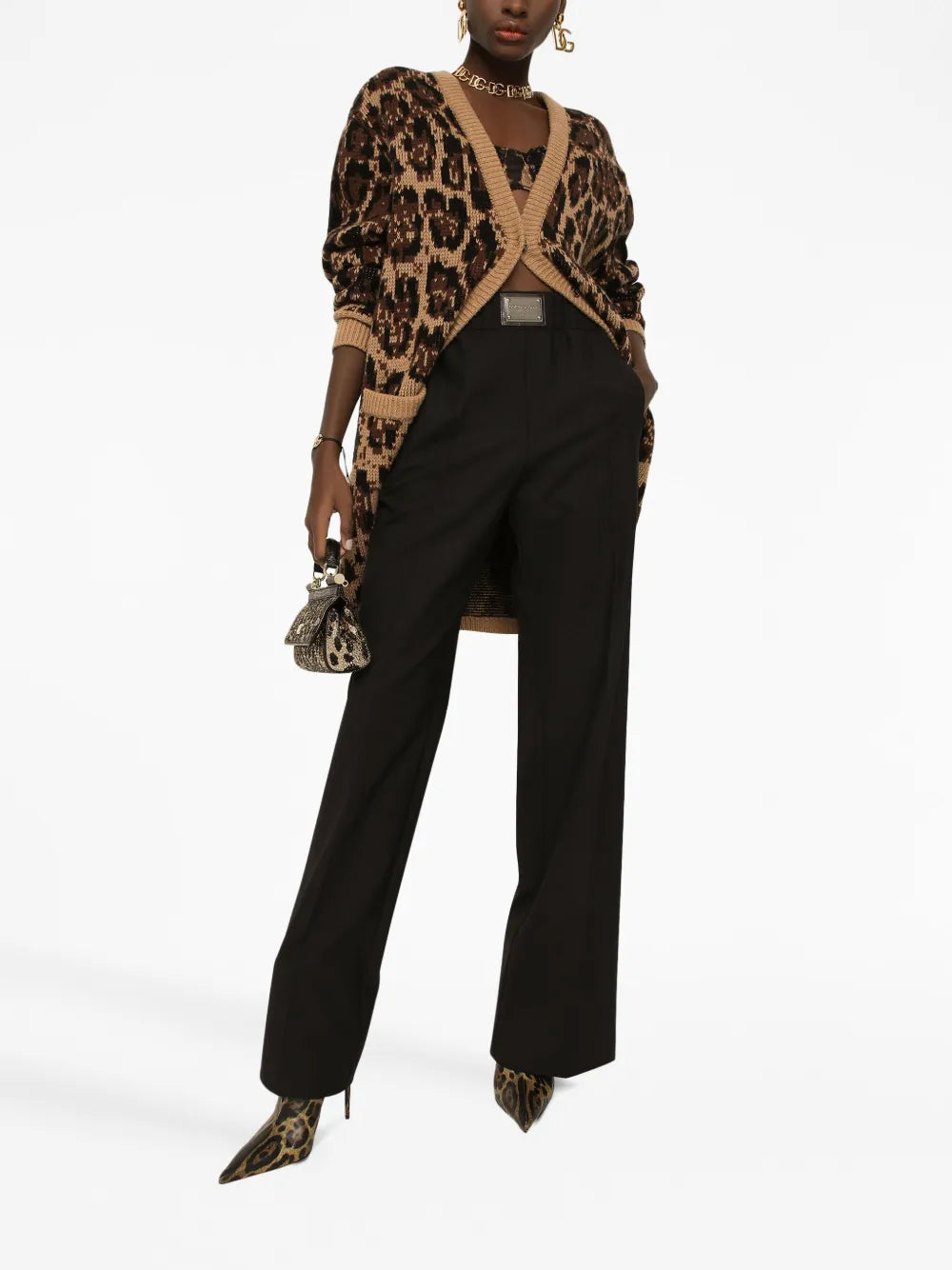 Leopard-Print V-Neck Cardigan