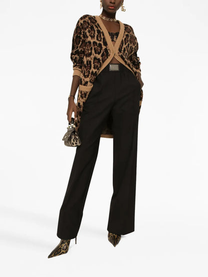 Leopard-Print V-Neck Cardigan