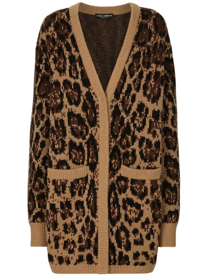 Leopard-Print V-Neck Cardigan