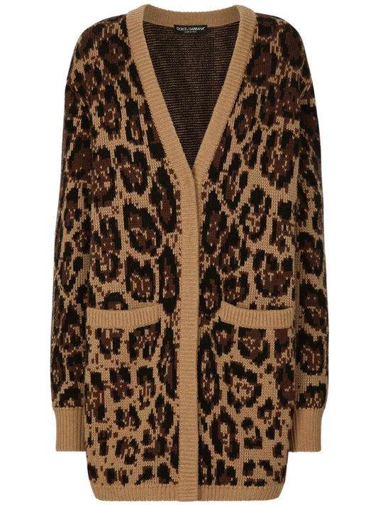 Leopard-Print V-Neck Cardigan