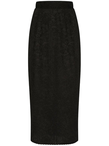 Floral-Lace Midi Skirt