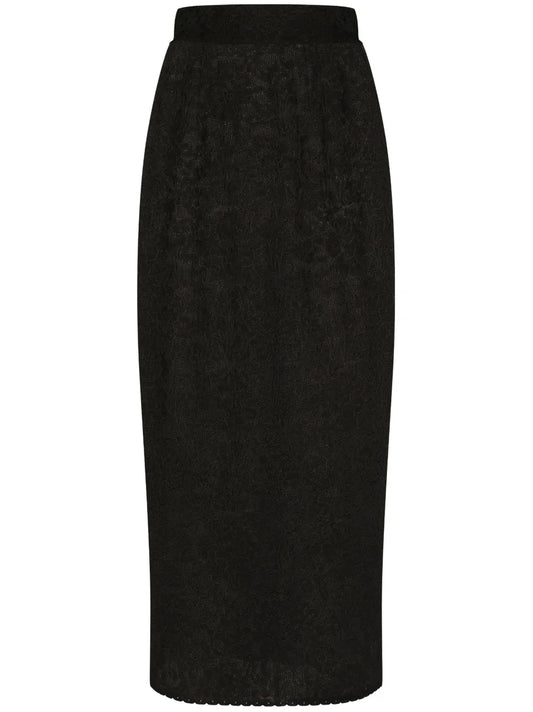 Floral-Lace Midi Skirt