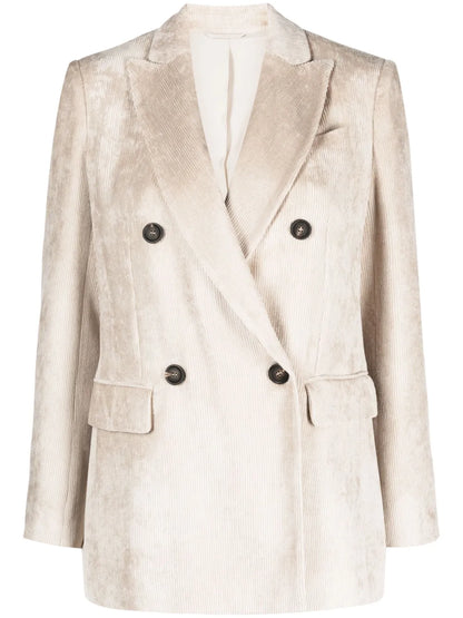 Double-Breasted Corduroy Blazer