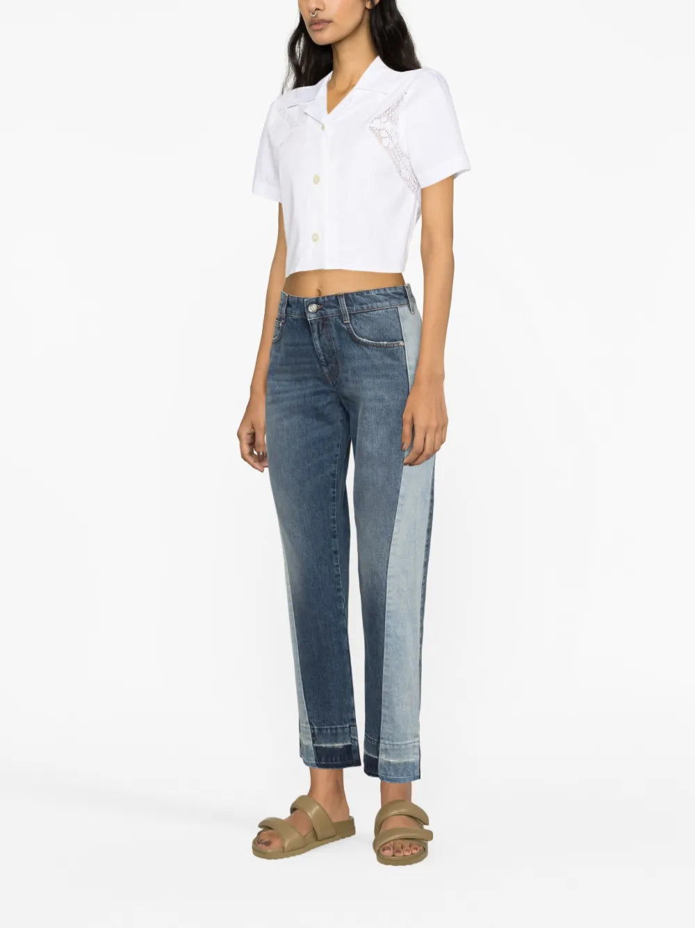Colour-Block Straight-Leg Jeans