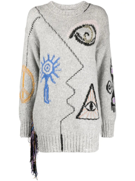 Folk Graphic-Embroidered Jumper