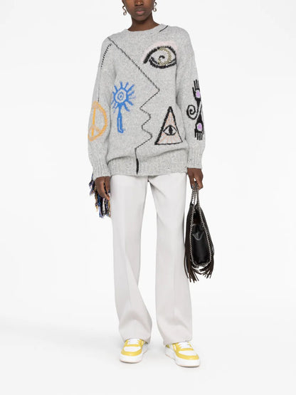Folk Graphic-Embroidered Jumper