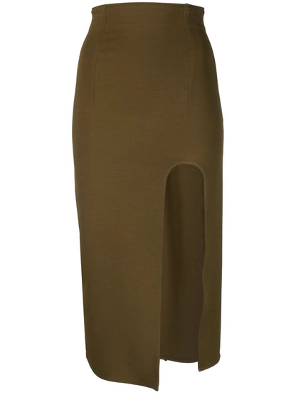 Front-Split Knitted Midi Skirt