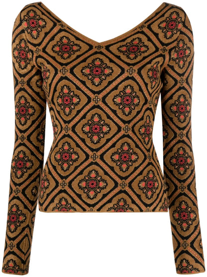 Floral-Jacquard Sweater