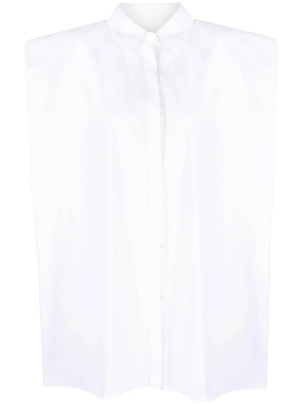 Padded-Shoulder Sleeveless Cotton Shirt