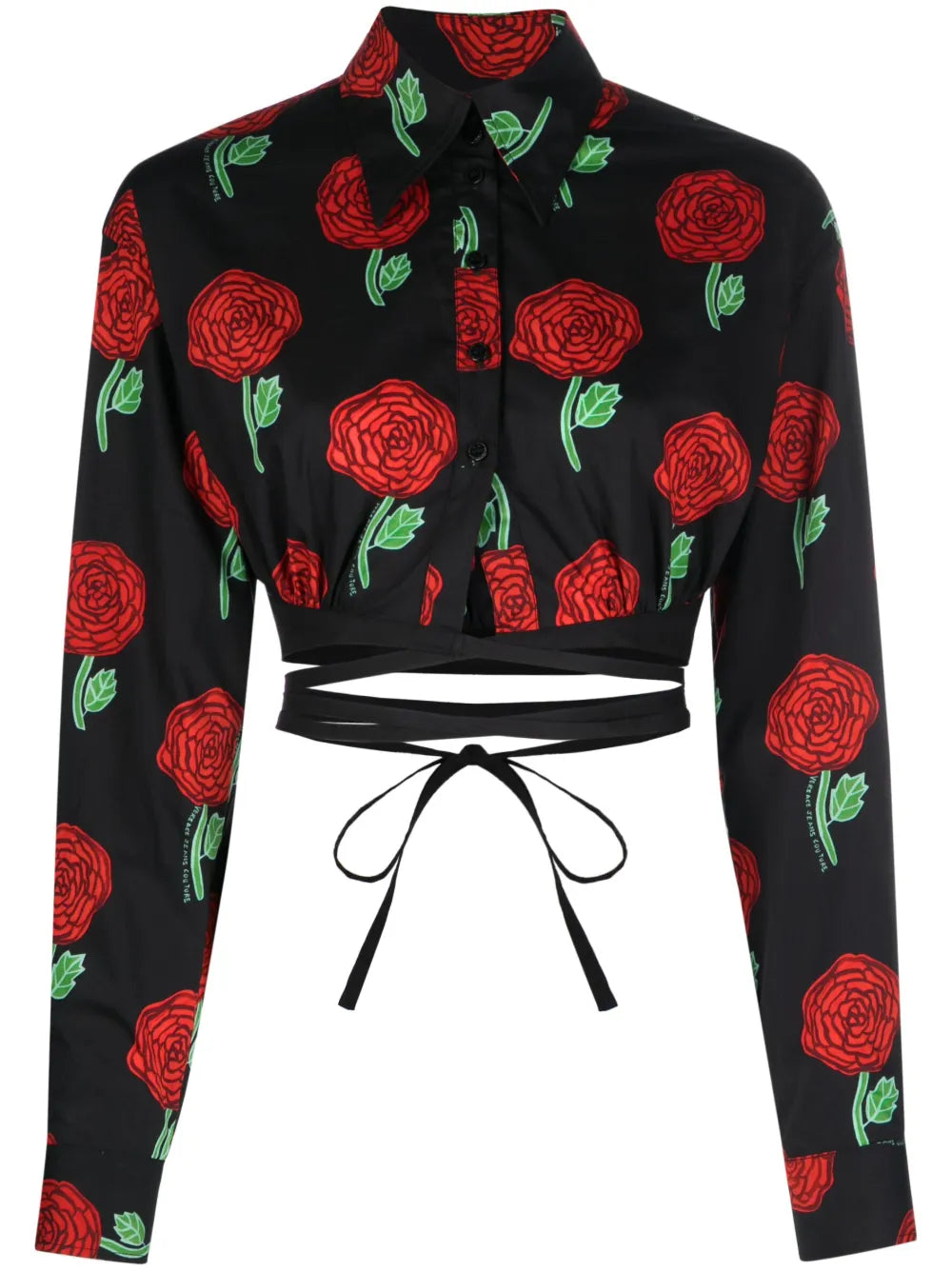 Floral-Print Cropped Blouse