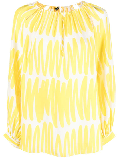 Abstract-Print Silk Blouse