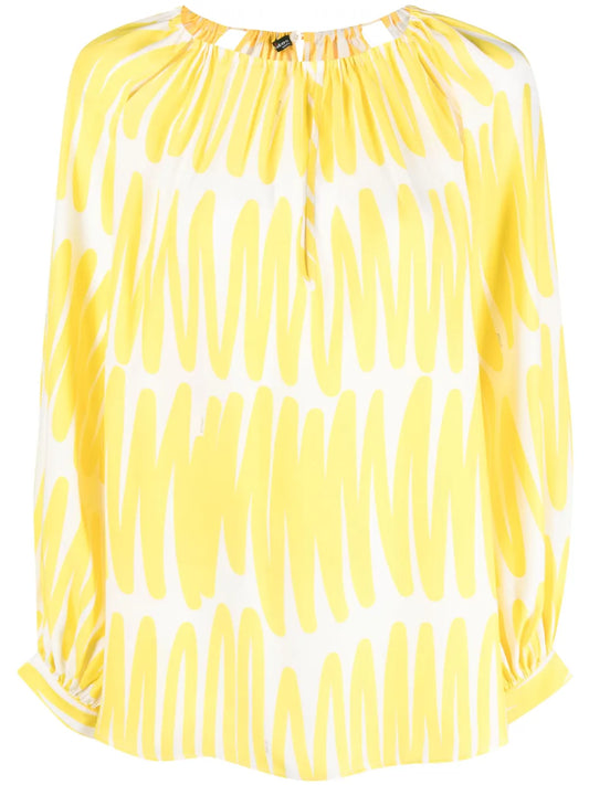 Abstract-Print Silk Blouse