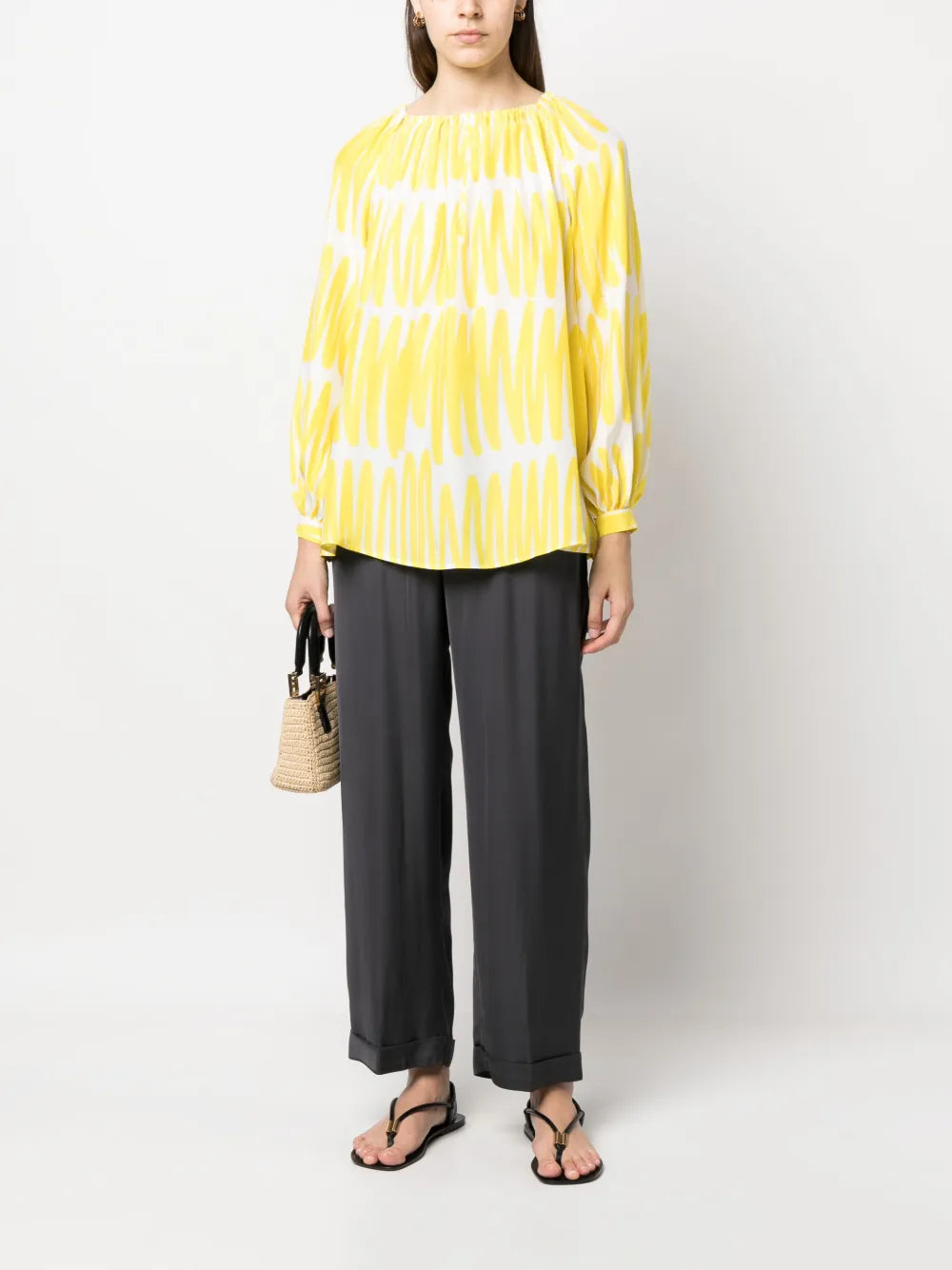 Abstract-Print Silk Blouse