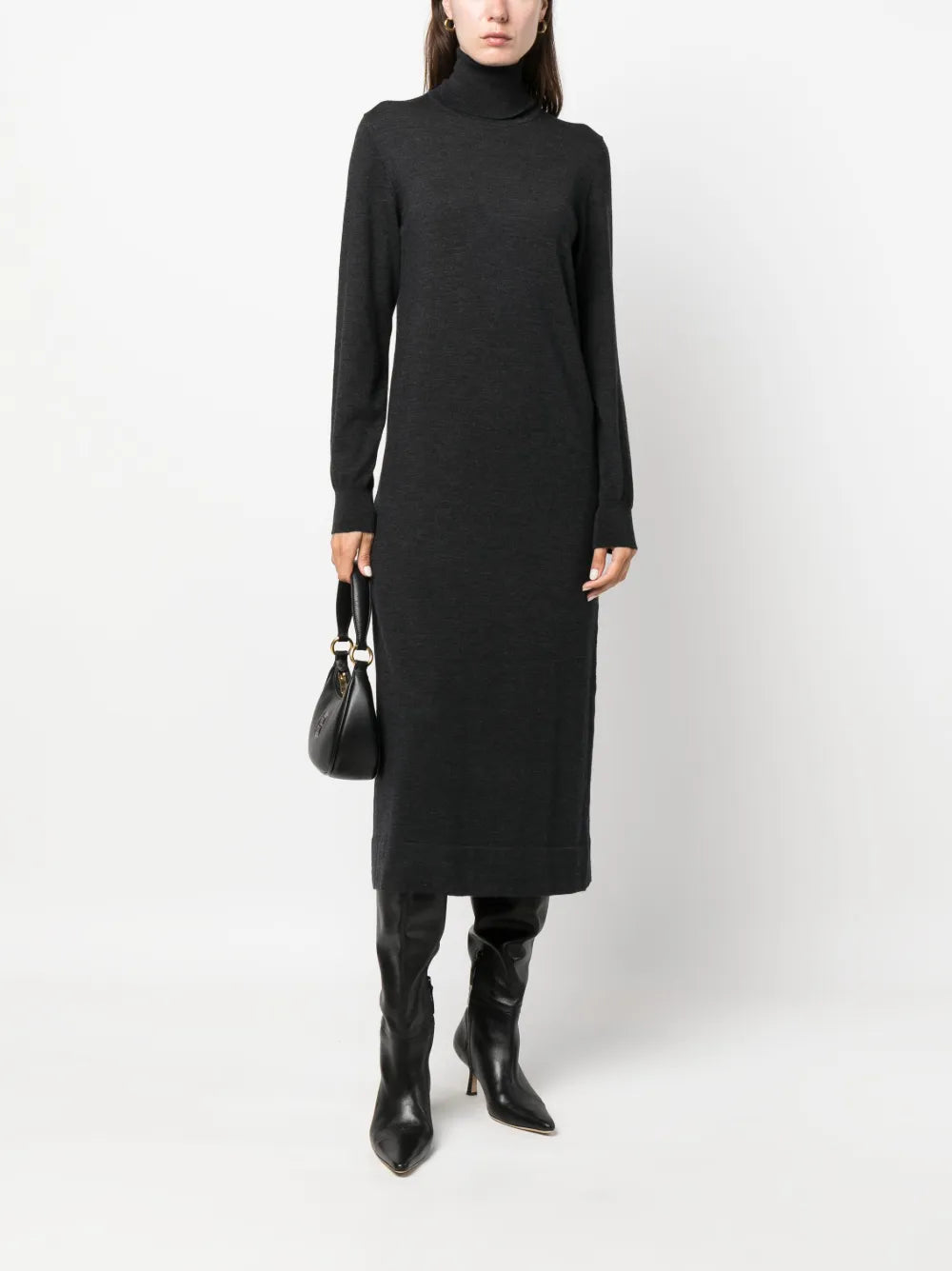 Roll-Neck Long-Sleeved Dress