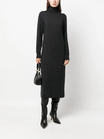 Roll-Neck Long-Sleeved Dress