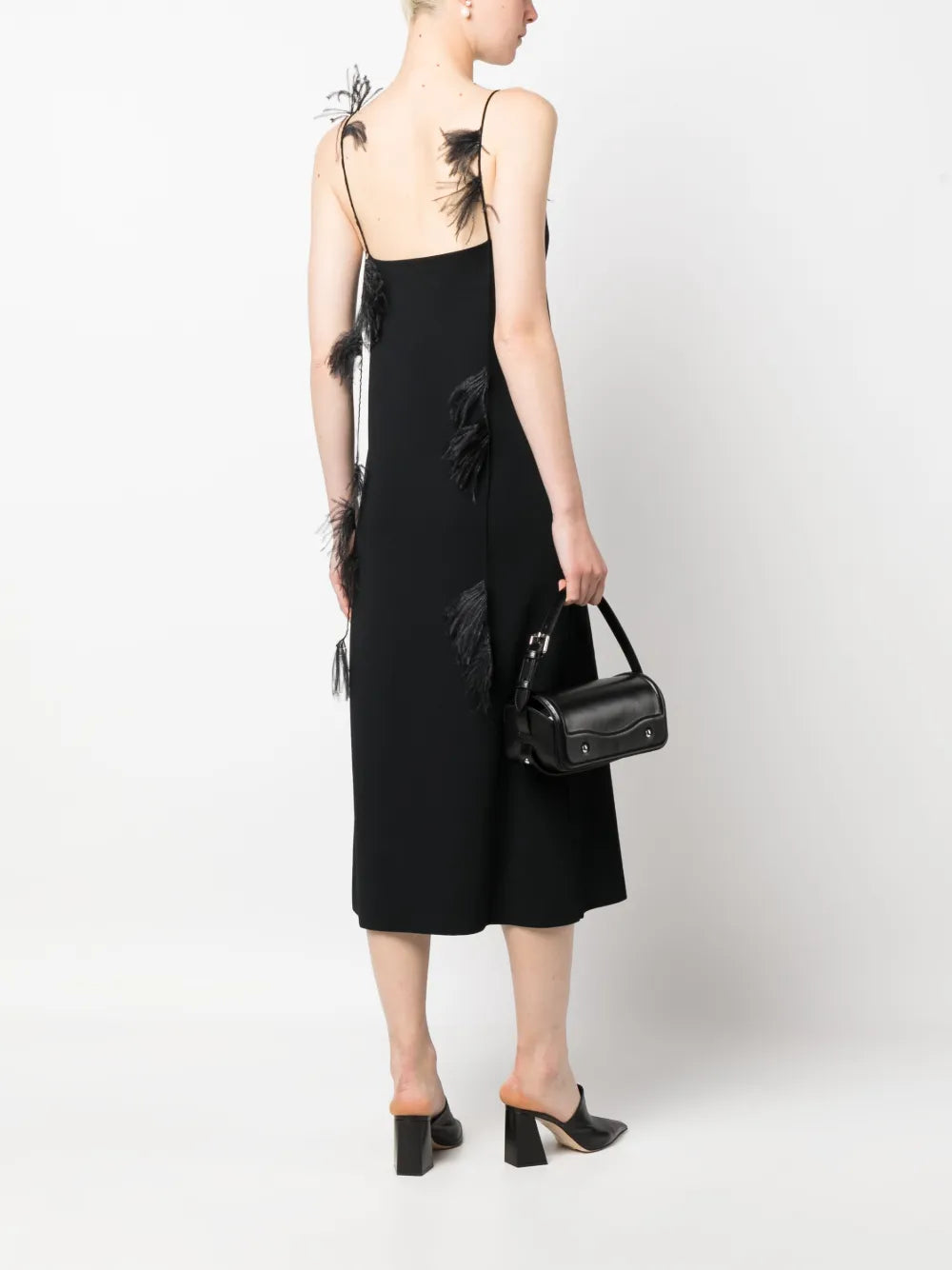 Feather-Trim Slip Dress