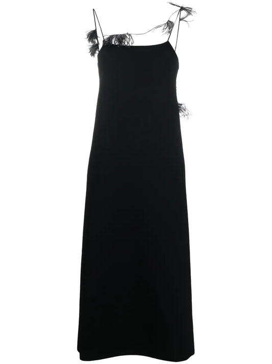 Feather-Trim Slip Dress