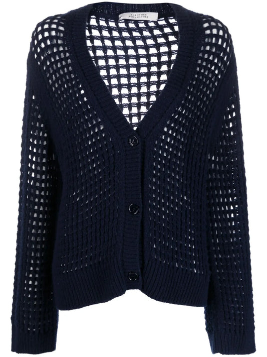 Open-Knit V-Neck Cardigan