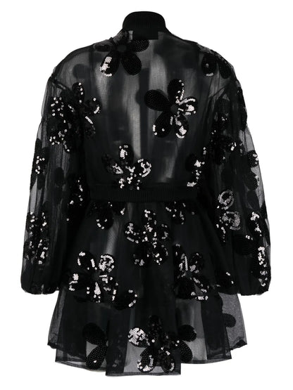 Sequin-Embellished Tulle Coat