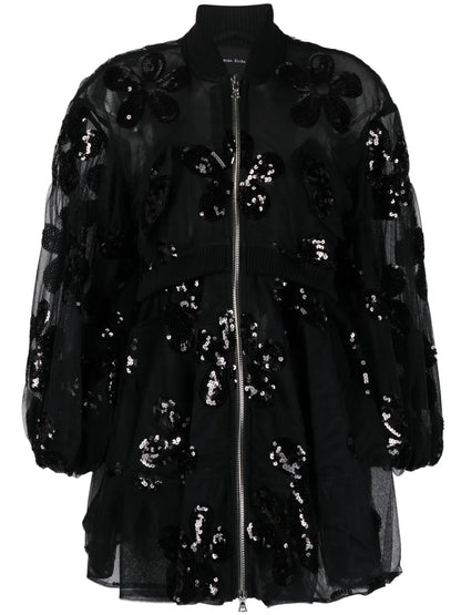 Sequin-Embellished Tulle Coat