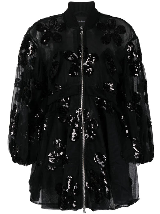 Sequin-Embellished Tulle Coat