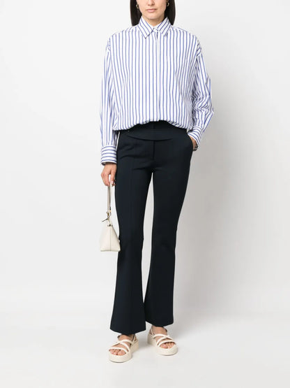 Flared-Cut Button-Detail Trousers