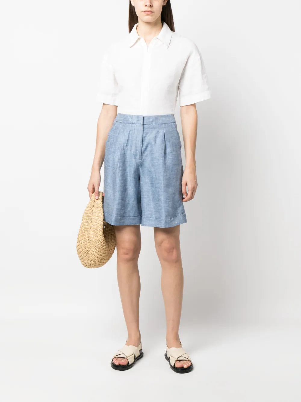 High-Waisted Linen Shorts