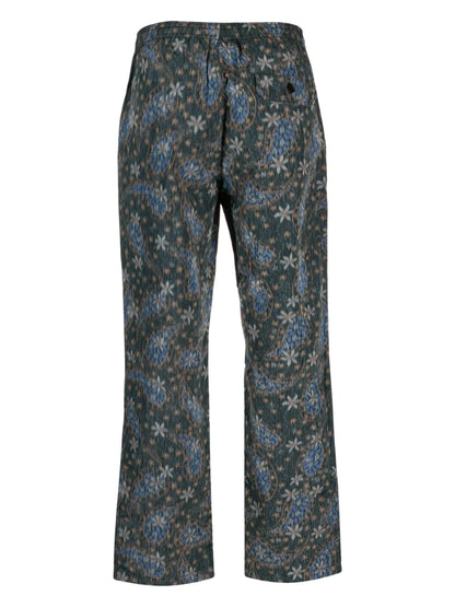 Floral-Paisley Straight-Leg Trousers