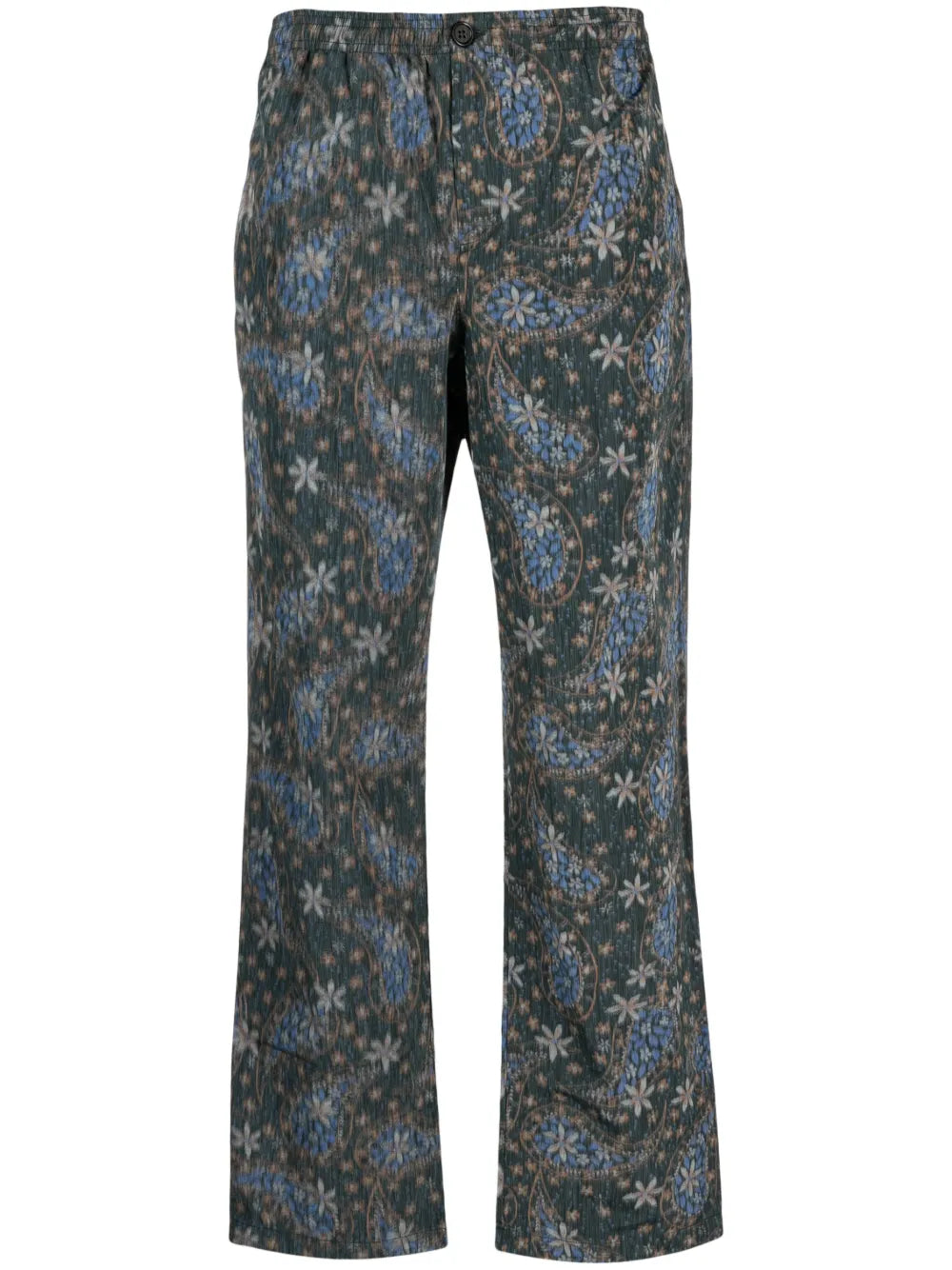 Floral-Paisley Straight-Leg Trousers