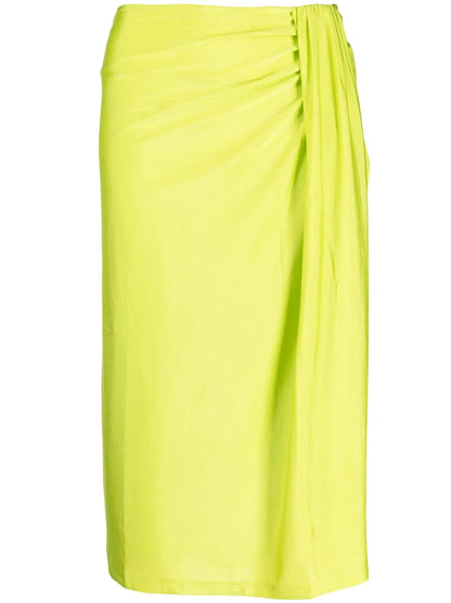 Draped-Design Mid-Length Skirt