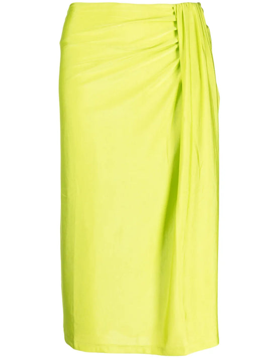 Draped-Design Mid-Length Skirt