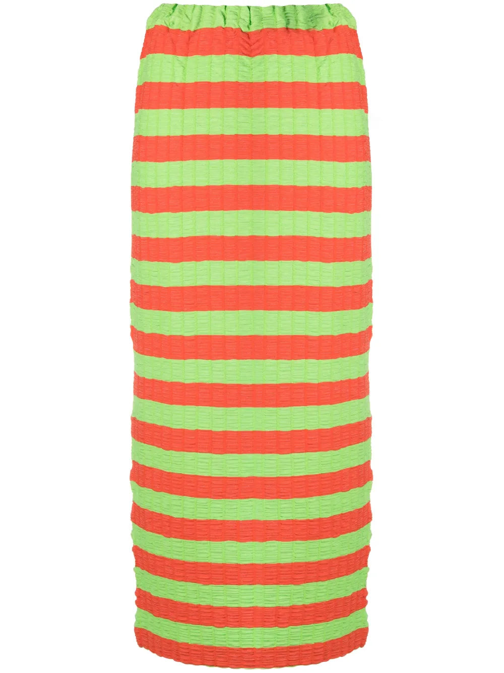 Curled Striped Midi Skirt