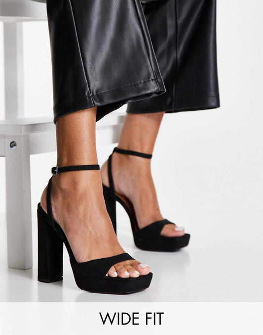 Wide Fit Noun Platform Barely There Block Heeled Sandals