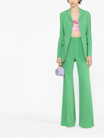 Cut-Out Mesh Detail Flared Trousers